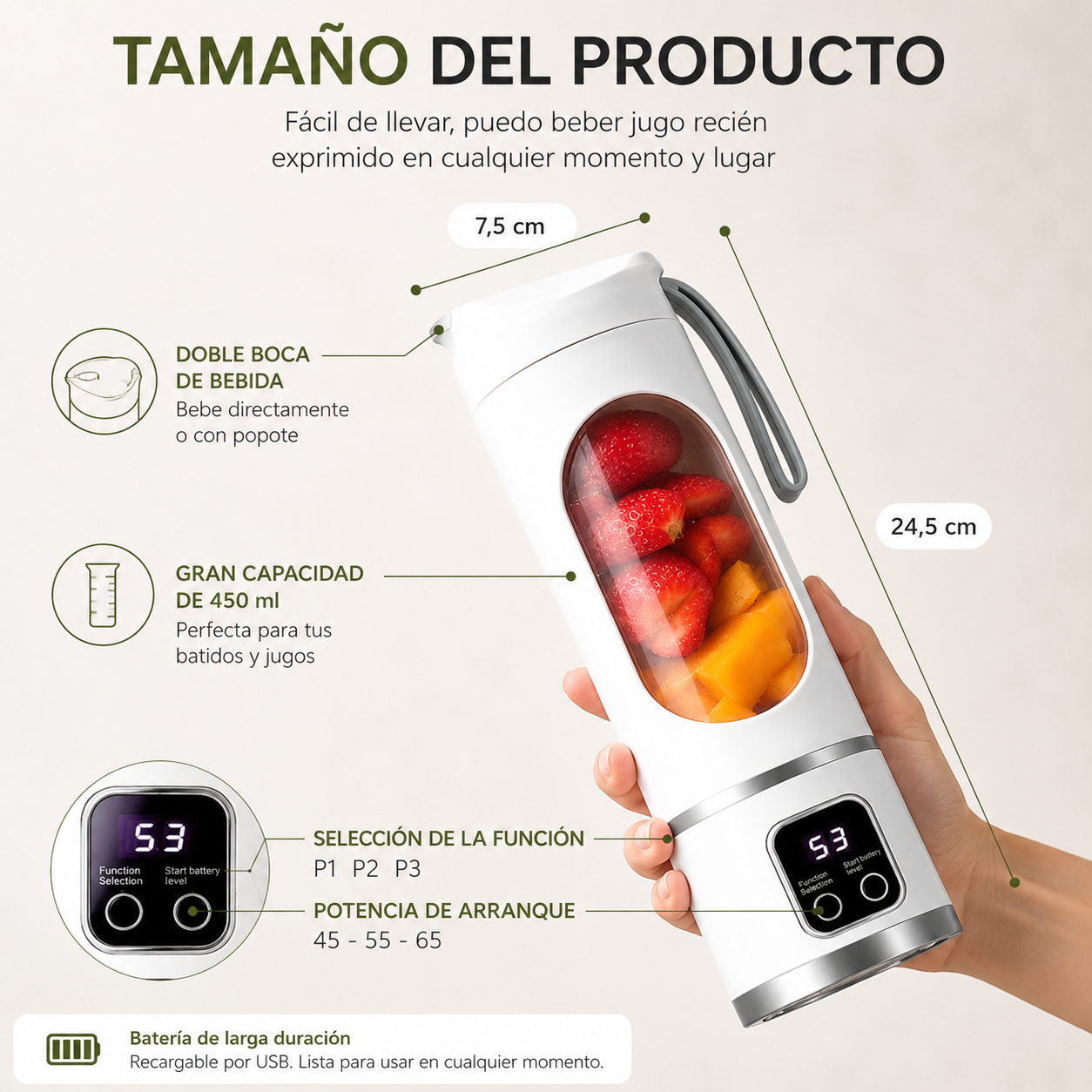 BlendGo Pulse™ — Licuadora Procesadora Portátil USB