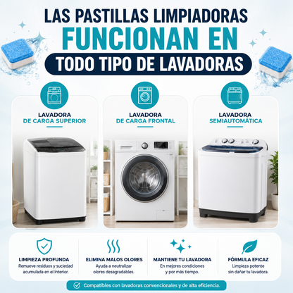 Pack 60 Pastillas Limpia Lavadora