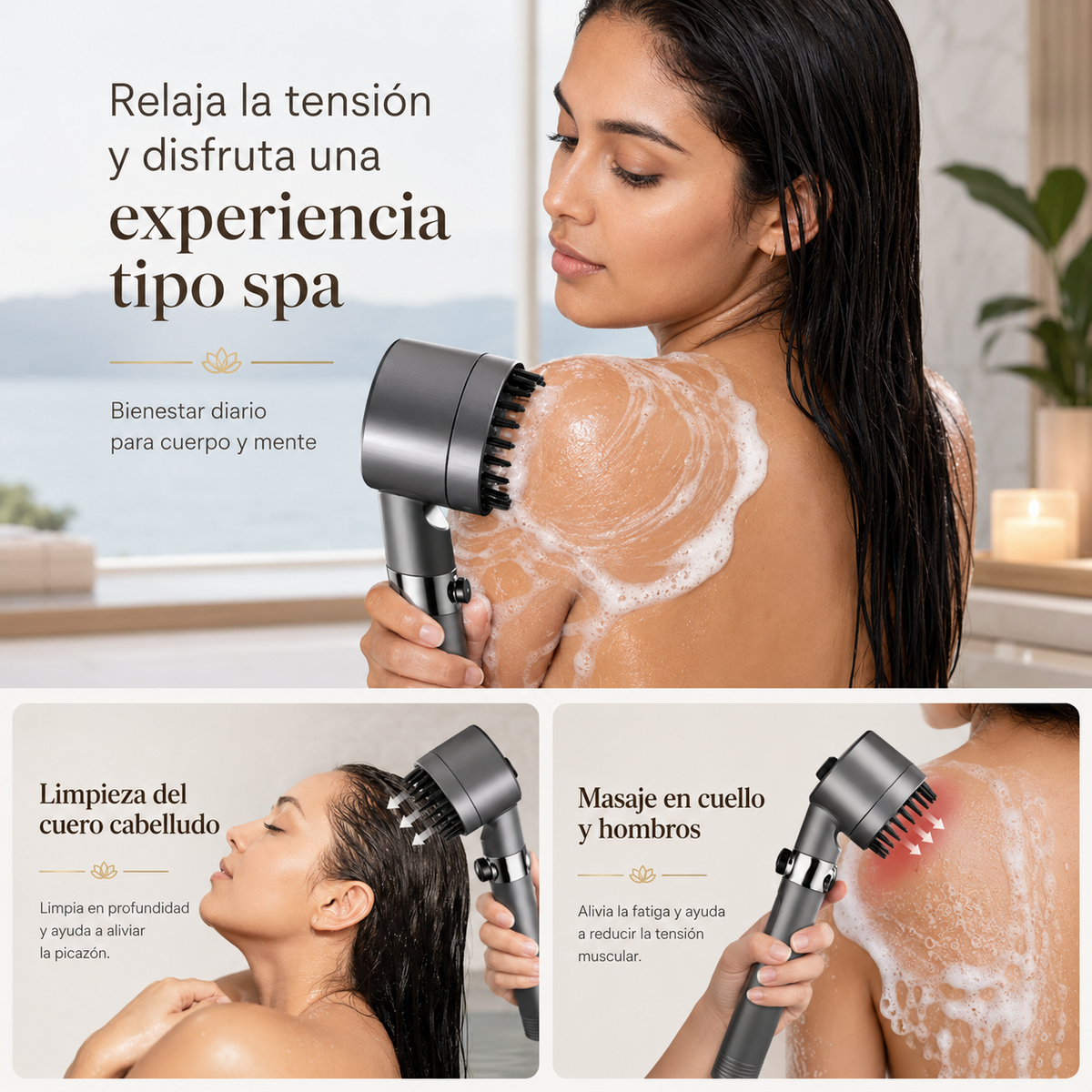 FLUVIA™ Cabezal de Ducha Masajeador con Flujo Eficiente