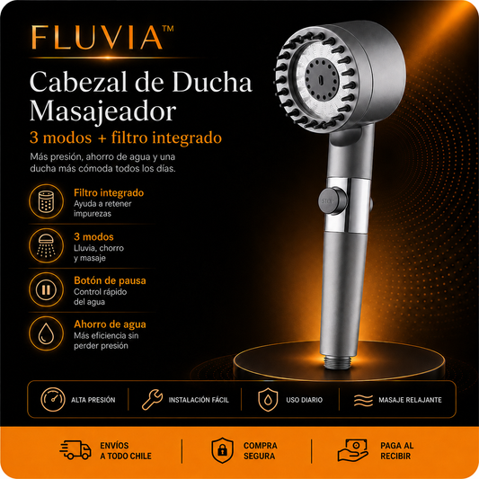 FLUVIA™ Cabezal de Ducha Masajeador con Flujo Eficiente