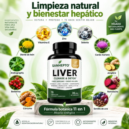 Liver Cleanse & Detox Formula Completa con Cardo Mariano – 70 Cápsulas 🌿