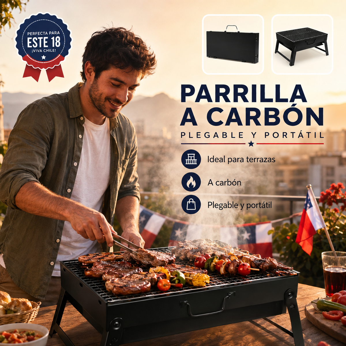 Parrilla Plegable Portátil | Compacta y fácil de llevar