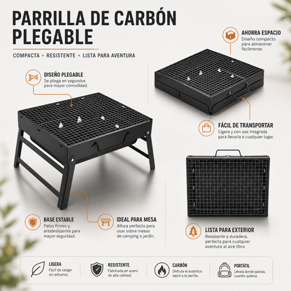 Parrilla Plegable Portátil | Compacta y fácil de llevar