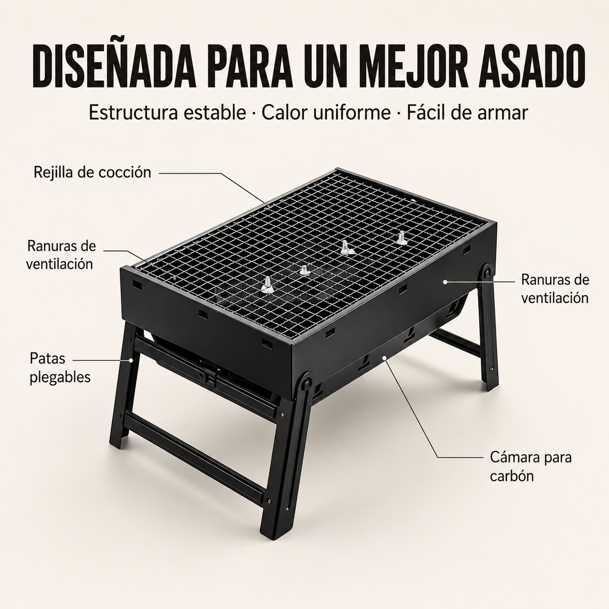 Parrilla Plegable Portátil | Compacta y fácil de llevar