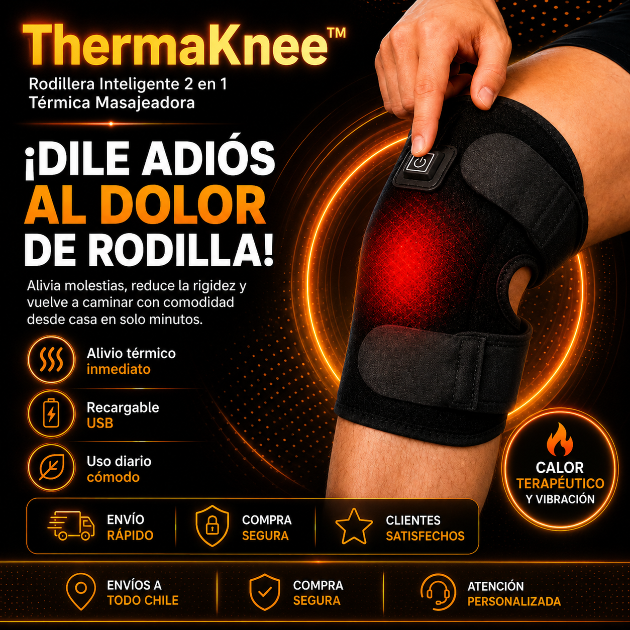 ThermaKnee™ | Rodillera Inteligente 2 En 1 Térmica Masajeadora