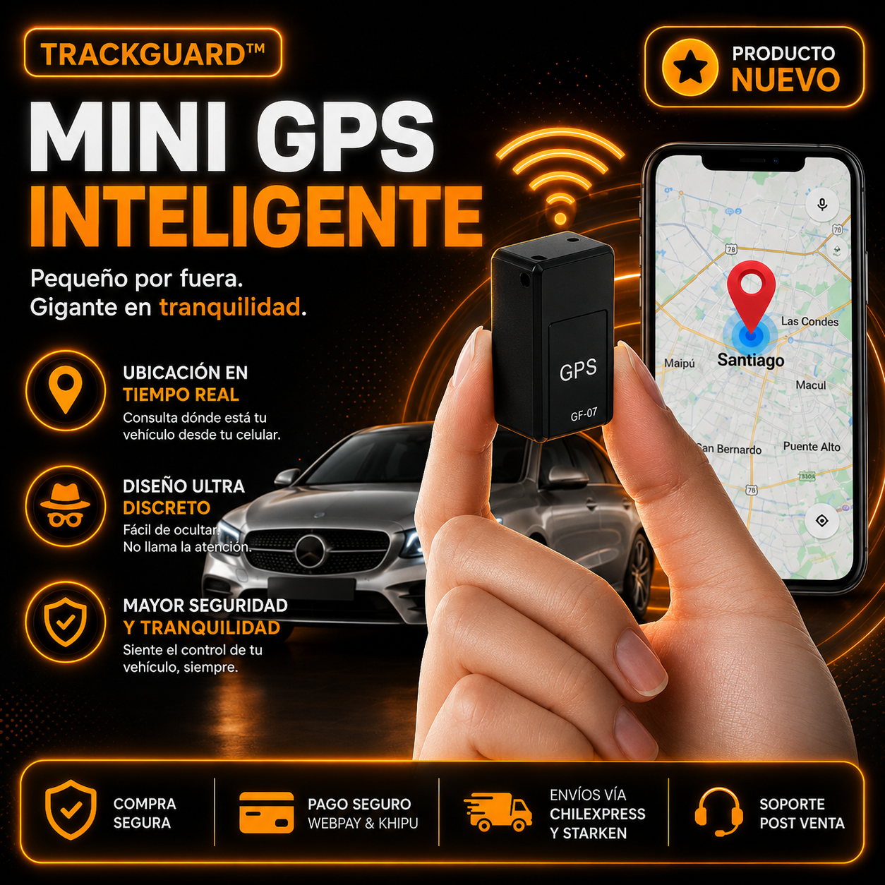TrackGuard™ | Mini GPS Inteligente de Rastreo en Tiempo Real