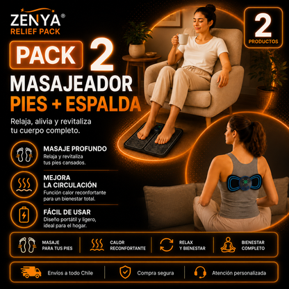 Zenya™ Relief Pack Masajeador de Pies + Masajeador de Espalda