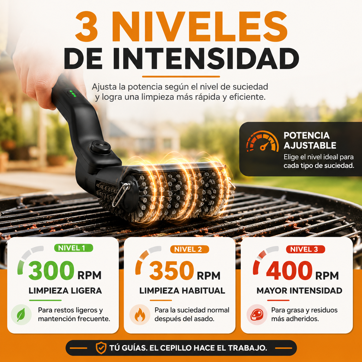 Parrillero Pro MAX™ | Cepillo Eléctrico para Parrilla 3 Velocidades + Kit Completo
