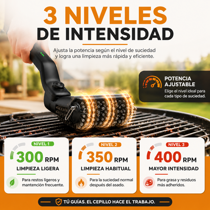Parrillero Pro MAX™ | Cepillo Eléctrico para Parrilla 3 Velocidades + Kit Completo
