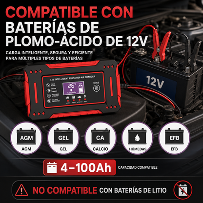 VoltRevive™ Cargador Inteligente de Baterías | Carga, Mantiene y Ayuda a Recuperar