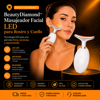 BeautyDiamond™ Masajeador Facial LED para Rostro y Cuello