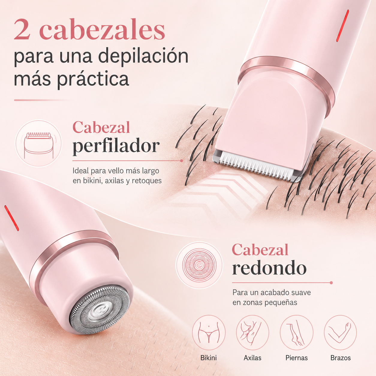 Softelle™ 2 en 1 | Rasuradora Femenina Recargable para Piel Suave