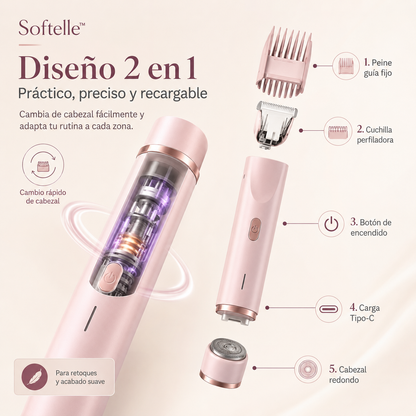 Softelle™ 2 en 1 | Rasuradora Femenina Recargable para Piel Suave