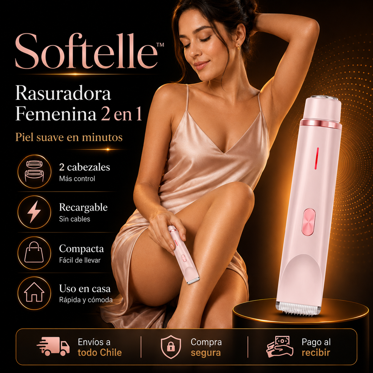 Softelle™ 2 en 1 | Rasuradora Femenina Recargable para Piel Suave