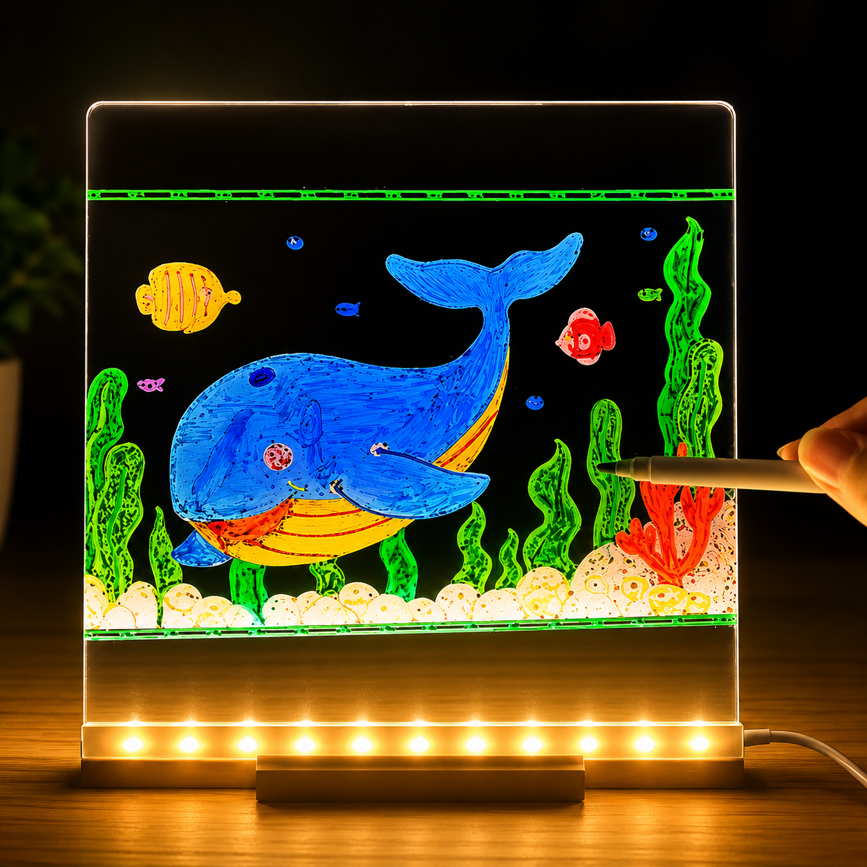 LumiBoard™ Pizarra Mágica LED Acrílica 20 × 30 cm | Incluye 7 Marcadores