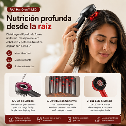 HairGlow™ LED | Cepillo Masajeador Cabello Terapia