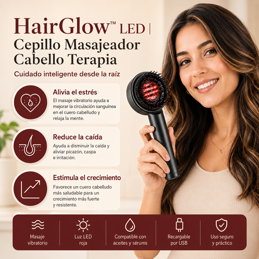 HairGlow™ LED | Cepillo Masajeador Cabello Terapia
