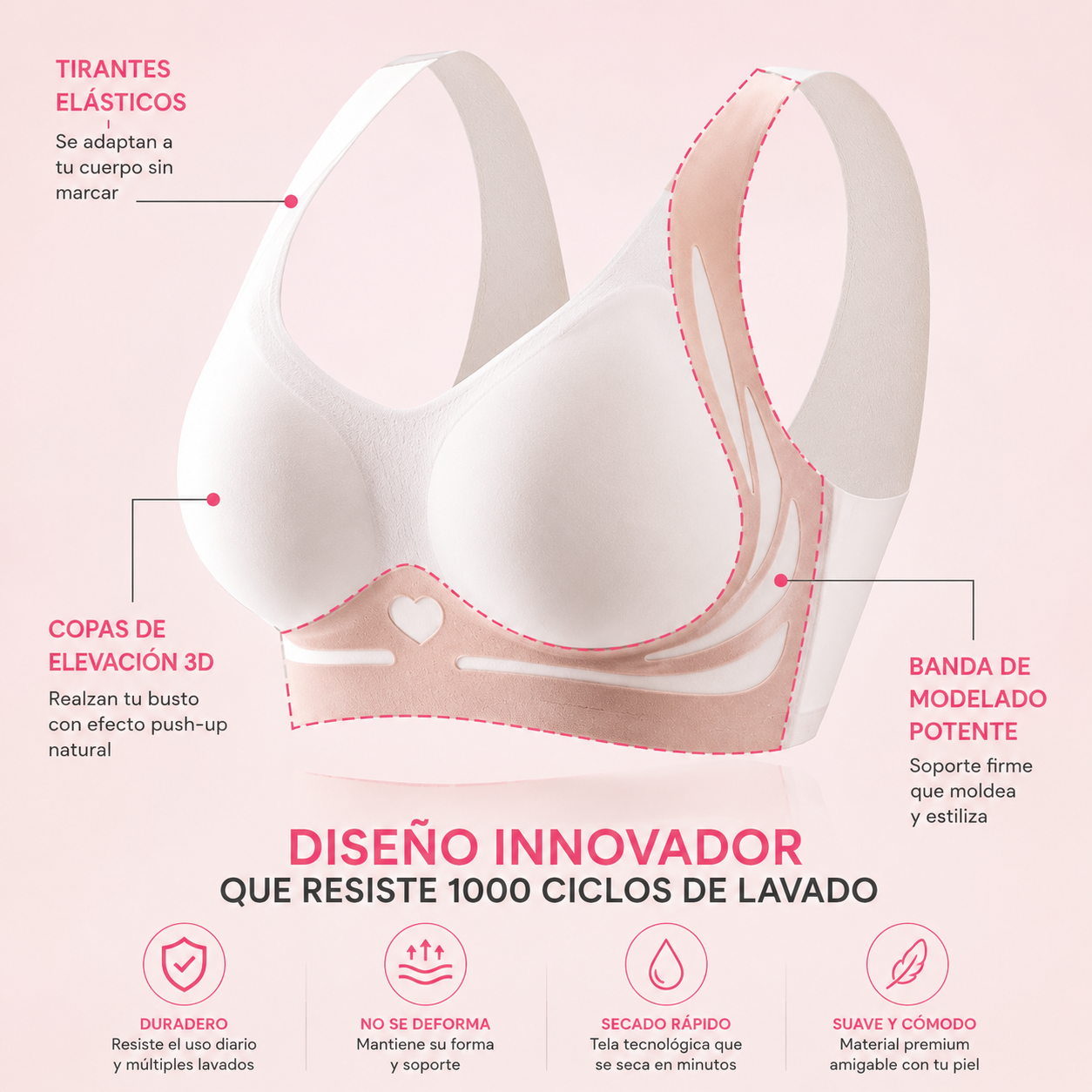 LumiLift™ Pack 3 Sujetadores Push-Up Sin Varillas
