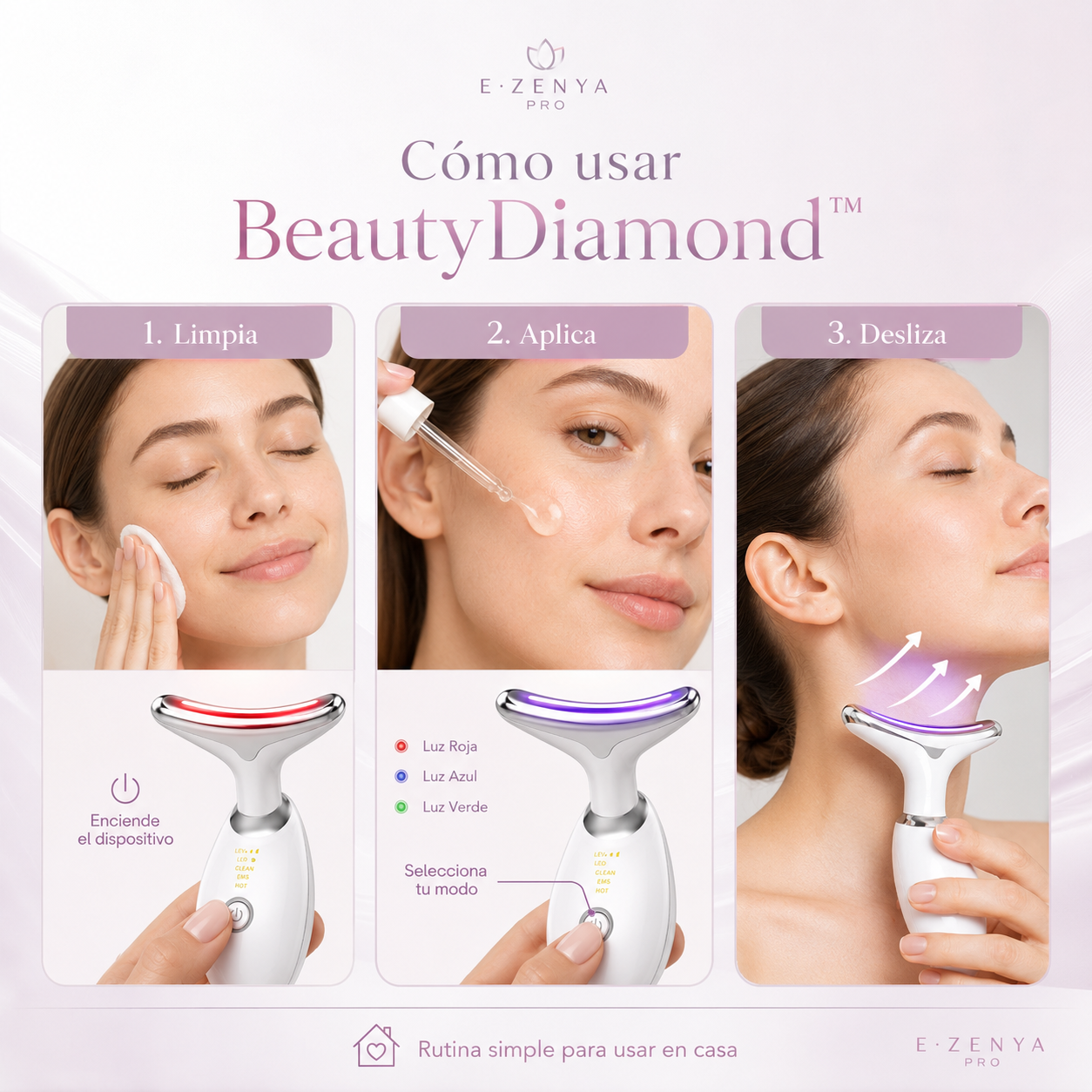 BeautyDiamond™ Masajeador Facial LED para Rostro y Cuello