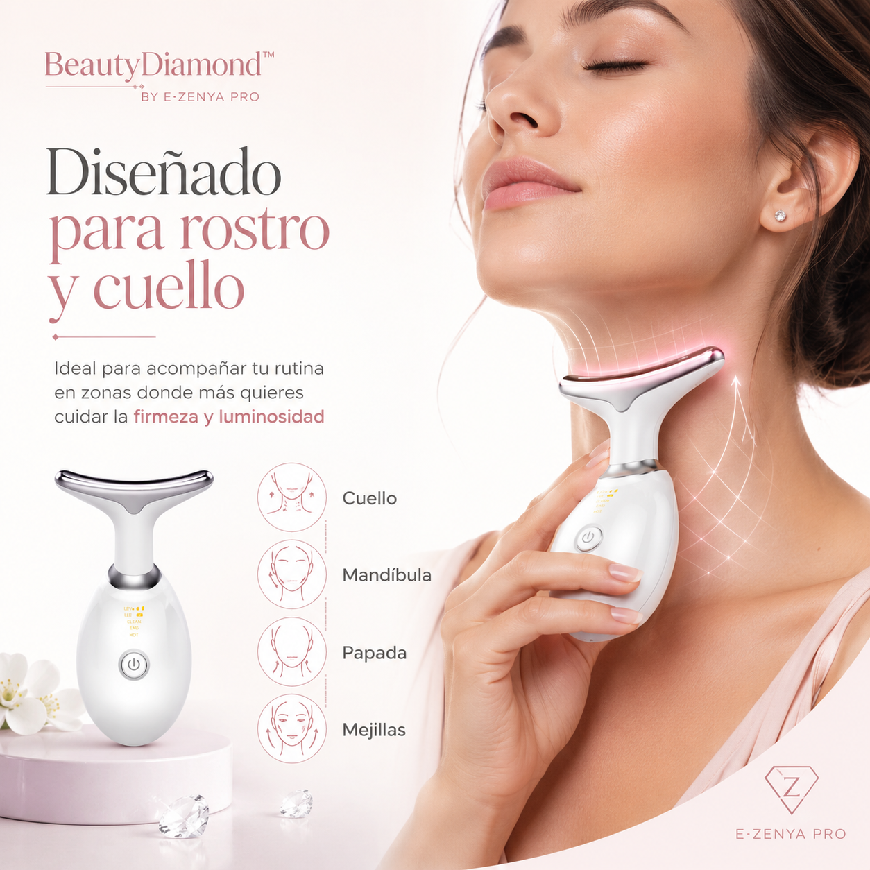 BeautyDiamond™ Masajeador Facial LED para Rostro y Cuello
